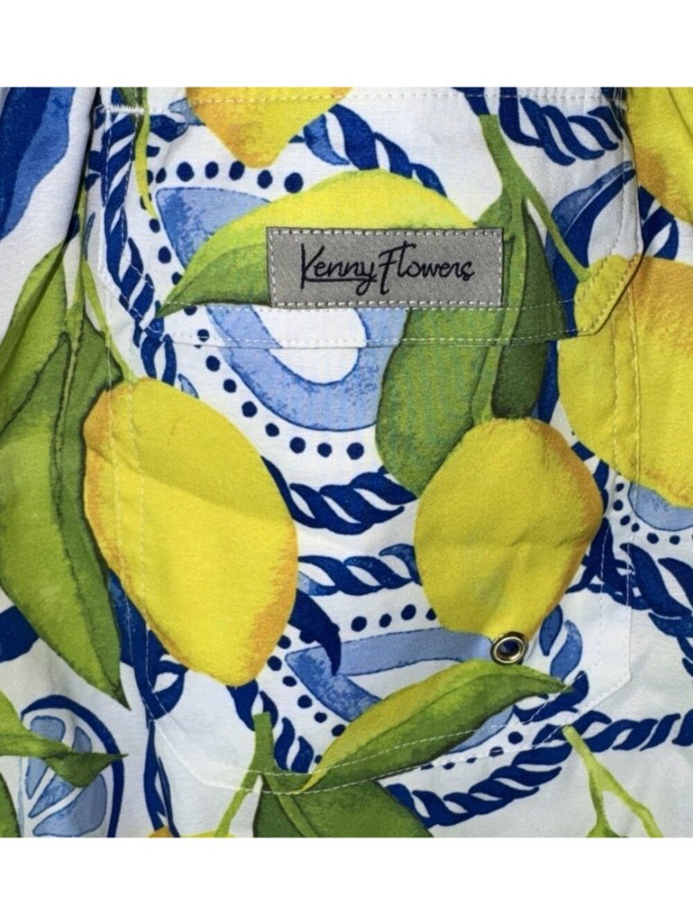 NWT KENNY FLOWERS The Bossitano Lemon Print Lined Breathable Swim Trunks Medium - Picture 7 of 7